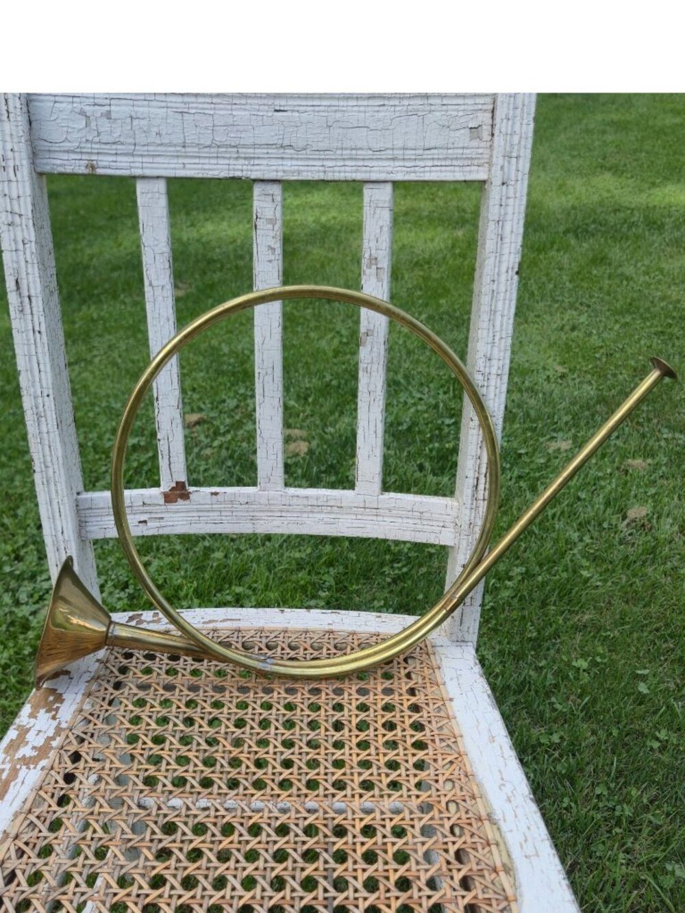 VTG Brass French horn Bugle large for Christmas crafts wreaths holiday decor 19"